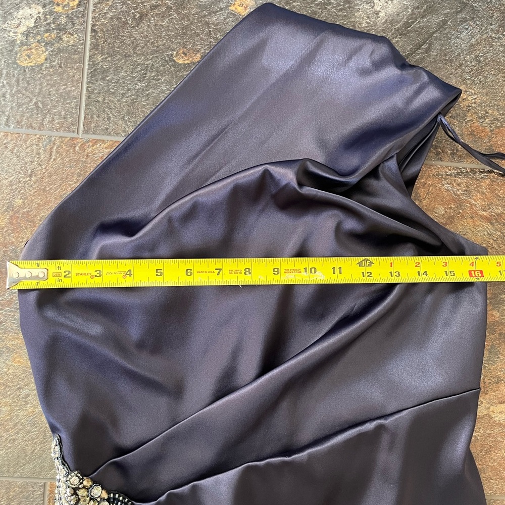 Eliza J Navy One-Shoulder Satin Cocktail Dress - Picture 7 of 10